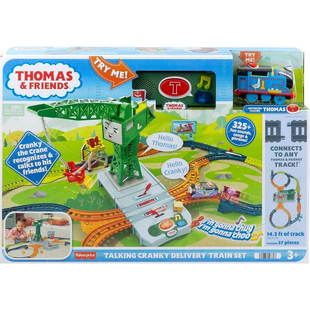 Thomas & Friends Motorized Train Set, Talking Cranky Delivery Set, Talking Crane